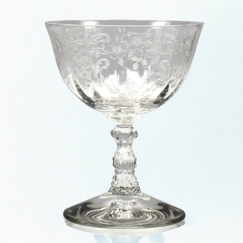 Vtg Fostoria NAVARRE Crystal Low Sherbet Goblets 4 3/8" Champagne Coupe Etch 327